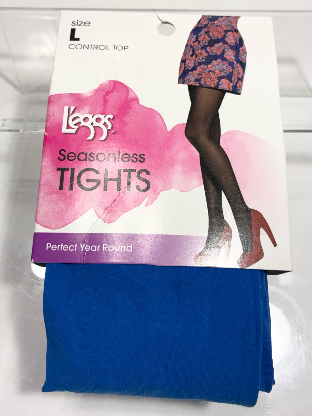 L’eggs Control Top Royal Blue Seasonless Tights Size Large